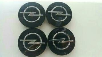 4 x 64 mm Opel naafdoppen/center caps zwart/zilver beschikbaar voor biedingen