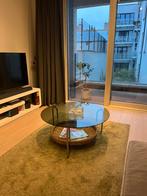 Vintage salontafel rookglas/chrome, Ophalen, Zo goed als nieuw, Rond