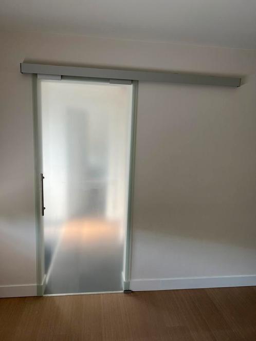 2 glazen schuifdeuren, mat glas 215cm - 93cm, Doe-het-zelf en Bouw, Raamkozijnen en Schuifdeuren, Zo goed als nieuw, 150 tot 225 cm