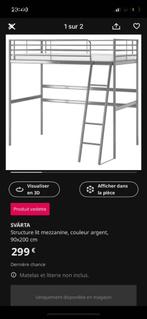 Lit superposé avec sommier intégré + plateau bureau, Ophalen, Eenpersoons, Minder dan 160 cm, Zo goed als nieuw
