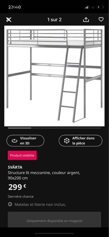 Lit superposé avec sommier intégré + plateau bureau beschikbaar voor biedingen