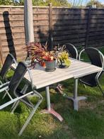 4 Terrastafels + 8 stoelen., Tuin en Terras, Ophalen, Gebruikt, Aluminium, 8 zitplaatsen