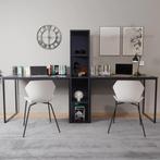 bureau dubbel zwart met 2 bureaustoelen, Ophalen of Verzenden, Gebruikt, Bureau