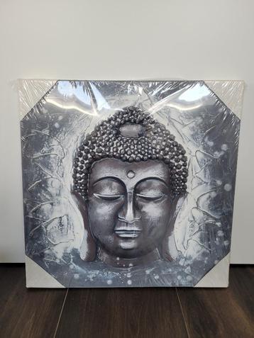 Visage de boudha en relief sur toile 55x55 cmneuf et emballé beschikbaar voor biedingen