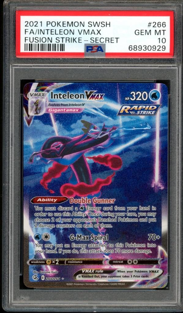 Inteleon VMAX [Full Art] PSA 10 - 266/264 - Fusion Strike, Hobby en Vrije tijd, Verzamelkaartspellen | Pokémon, Zo goed als nieuw