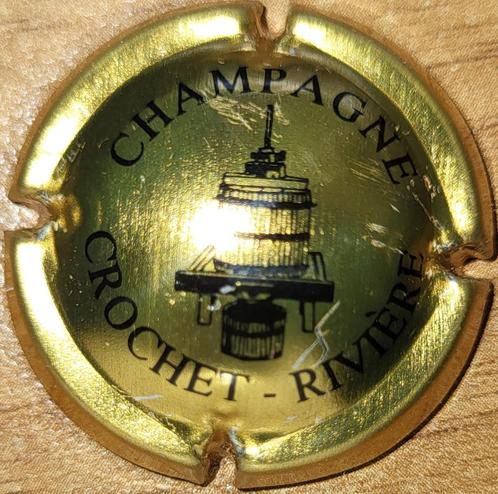 Capsule Champagne CROCHET-RIVIÈRE or jaune & noir nr 02, Collections, Vins, Neuf, Champagne, France, Enlèvement ou Envoi