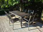 Tuintafel + 6 stoelen, Tuin en Terras, Ophalen, Gebruikt, 6 zitplaatsen, Aluminium