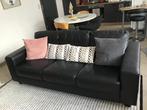 Zwarte leren bank, Ophalen, Driepersoons, Rechte bank, Canape