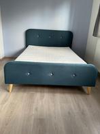 Bed 140x200, Huis en Inrichting, Slaapkamer | Bedden, Ophalen, Blauw, Zo goed als nieuw, Twijfelaar