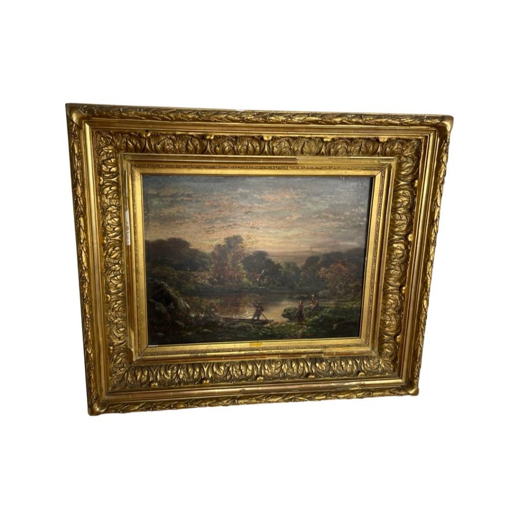 A. Ryban : Huile sur Panneau Homme dans une Barque 1877, Antiquités & Art, Art | Peinture | Classique, Enlèvement ou Envoi