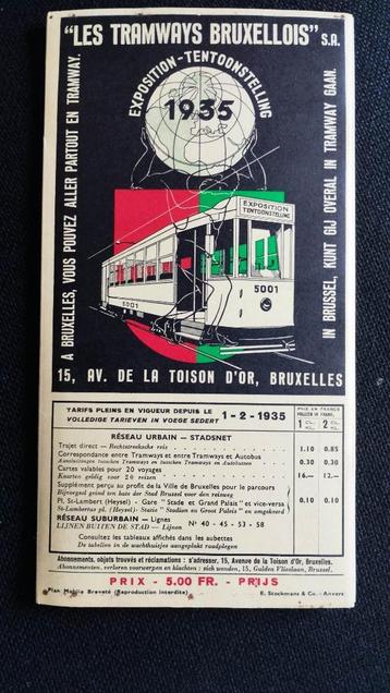 Kaart Brusselse tramwegen/MIVB/Tentoonstelling 1935 beschikbaar voor biedingen