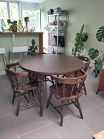 Mooie houten ronde tafel / eettafel met stoelen, Gebruikt, Ophalen of Verzenden