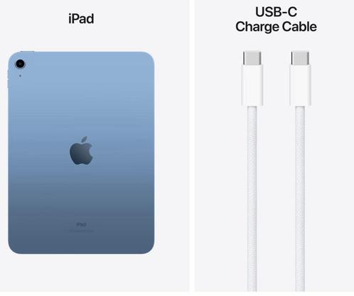 Nieuwe iPad 2022 Wi-Fi, 256 GB, Blauw met Hoes en Kabel, Computers en Software, Apple iPads, Zo goed als nieuw, Apple iPad, Wi-Fi