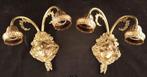 2x art nouveau brons wandlampen, Ophalen, Brons