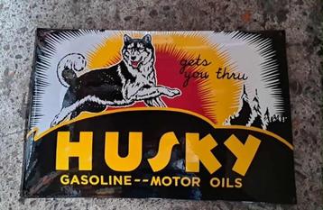 Husky gasoline motor oils emaillen reclame bord USA retro beschikbaar voor biedingen