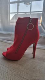 Stijlvolle Rode Peep Toe Enkellaarsjes met Hoge Hak 39[, Ophalen of Verzenden, Nieuw