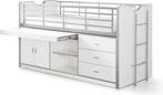 Halfhoogslaper met bureau Bonny 95 - wit, Huis en Inrichting, Ophalen, Eenpersoons, Minder dan 160 cm, Halfhoogslaper