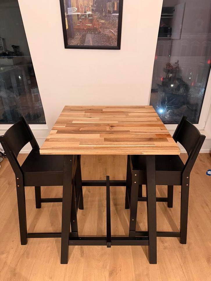 Table haute + 2 chaises, Maison & Meubles, Dénudé, Comme neuf, Enlèvement