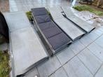 4 ligbedden incl 4 kussens, verstelbaar hoofdeinde, Tuin en Terras, Ligbedden, Ophalen, Gebruikt, Aluminium, Verstelbaar