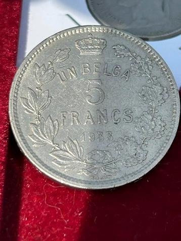 5 francs 1933 français 1 poste belge B