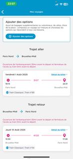 Billet de train aller retour Paris Bruxelles 2 personnes, Tickets en Kaartjes, Twee personen, Overige soorten, Overige typen