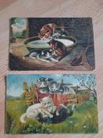 2 oude postkaarten met katten, Collections, Cartes postales | Animaux, Enlèvement ou Envoi