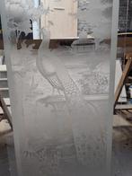 Antiek geëtst glas binnendeur, Ophalen, Zo goed als nieuw, Minder dan 80 cm, 160 cm of meer