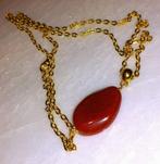 Ketting edelsteen hanger rode agaat, Handtassen en Accessoires, Kettingen, Ophalen, Rood, Steen of Mineraal, Met edelsteen