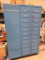 Archiefkast lockerkast met vakjes lades vintage retro blauw, Huis en Inrichting, Kasten | Ladekasten, Ophalen, Gebruikt