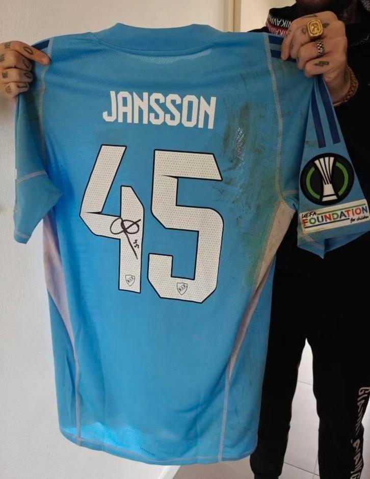 Djurgården matchworn shirt Jansson met certificaat., Verzamelen, Sportartikelen en Voetbal, Zo goed als nieuw, Shirt, Ophalen of Verzenden