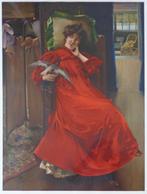 FERNAND TOUSSAINT / ELEGANTE DAME / CHROMOLITHO 80x59cm KAD, Ophalen