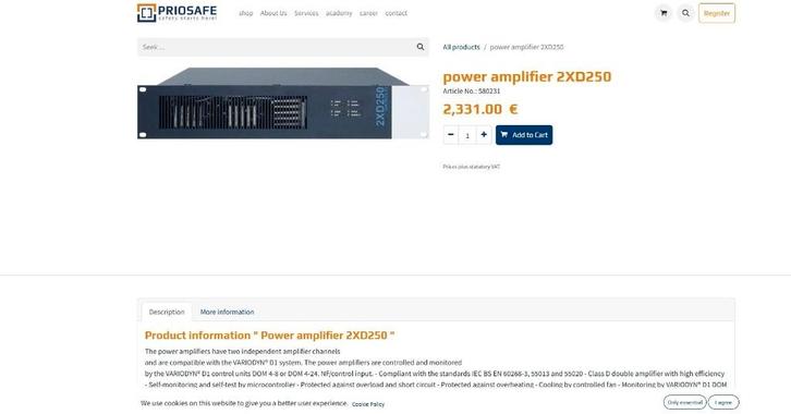 Honeywell 2XD250 Power Amplifier Class D, Muziek en Instrumenten, Versterkers | Keyboard, Monitor en PA, Zo goed als nieuw, Ophalen