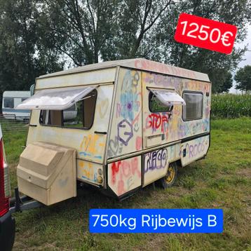 Caravan 750kg rijbewijs B foodtruck werfkeet aanhangwagen 4m beschikbaar voor biedingen
