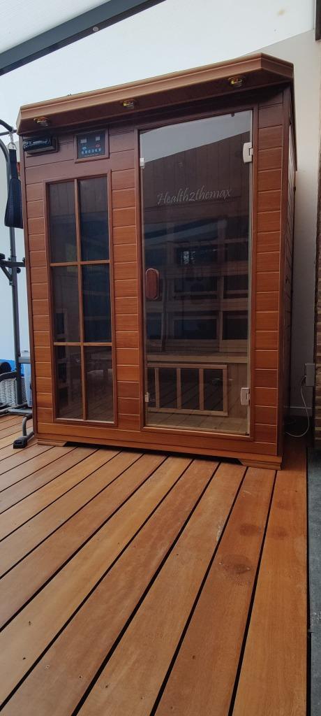 Health to the max 3-persoons luxe infraroodsauna 9 stralers!, Sport en Fitness, Sauna, Zo goed als nieuw, Complete sauna, Infrarood