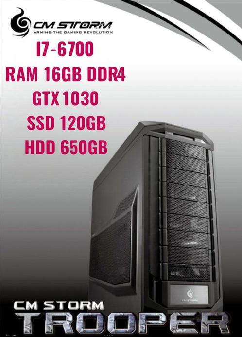 PC i7 6700, DDR4, SSD, HDD, GTX 1030,gaming et multimédia, Computers en Software, Desktop Pc's, Gebruikt, 3 tot 4 Ghz, HDD, SSD