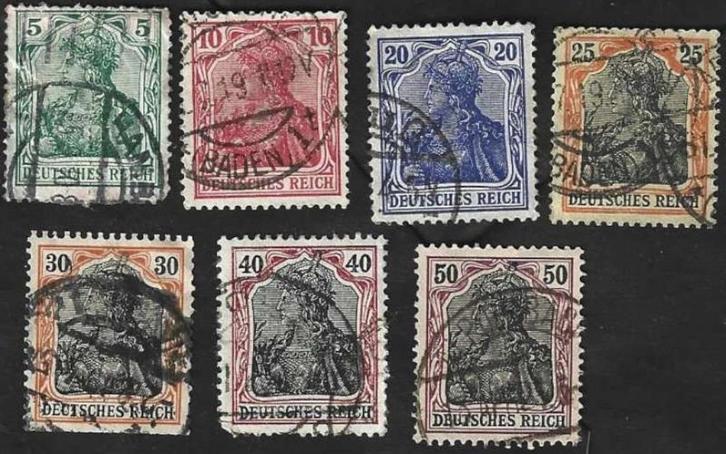7 Postzegel 1902 Germania inschrift DEUTSCHES REICH, Postzegels en Munten, Postzegels | Europa | Duitsland, Gestempeld, Duitse Keizerrijk