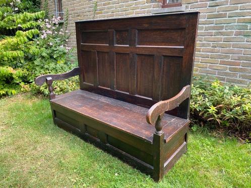 Antieke eiken zitbank met bergruimte, Huis en Inrichting, Woonaccessoires | Kisten, Gebruikt, 75 cm of meer, Minder dan 50 cm
