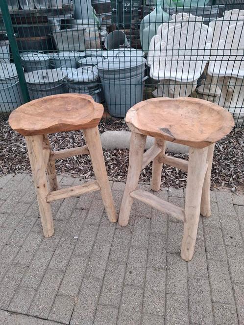 2 teak houten barkrukken v binnen & buiten! NIEUWE TOPPER, Huis en Inrichting, Stoelen, Zo goed als nieuw, Ophalen