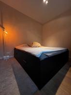 Bed 180 x 200 - Ikea Brimnes, Huis en Inrichting, Ophalen, Zwart, Tweepersoons, Zo goed als nieuw
