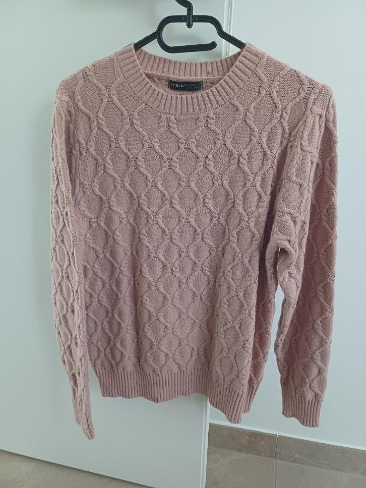 Shein - Warme kabeltrui (mt L), Kleding | Dames, Truien en Vesten, Gedragen, Maat 42/44 (L), Roze, Ophalen of Verzenden