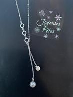 Collier Acier Avec 3 Cercles Et 2 Strass Pendantes, Handtassen en Accessoires, Kettingen, Overige materialen, Nieuw, Ophalen of Verzenden