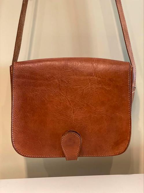 Naturel lederen handgemaakte tas, Handtassen en Accessoires, Tassen | Schoudertassen, Leer, Ophalen of Verzenden