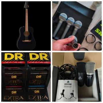 Fender lot, Shure-pickups, Dr Strings-snaren  beschikbaar voor biedingen