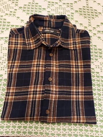 CHEMISE EN FLANELLE À CARREAUX MARRON TAILLE 164, Garçon, Chemise ou Chemisier, Enlèvement, Bel & bo
