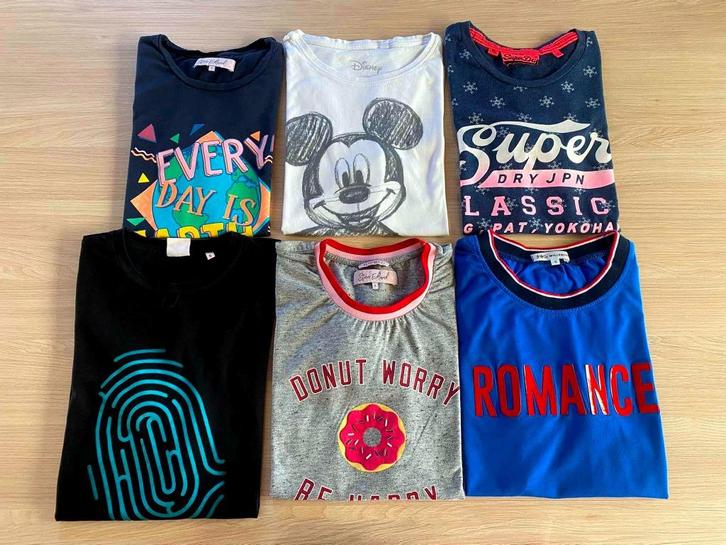 pakket t-shirt - 6 stuks - maat small, Kleding | Dames, T-shirts, Gedragen, Maat 36 (S), Blauw, Korte mouw, Ophalen of Verzenden