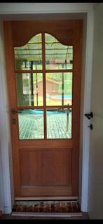 Mooie stevige binnen houten deur met glas compleet 30 !, Enlèvement, Comme neuf, Verre