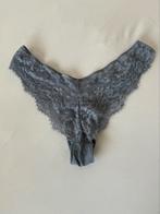 Blauw grijze kanten string slipje, Verzenden, Blauw, Slip