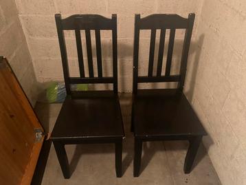 Table et 2 chaises en bois noir, aujourdh’hui seulement! beschikbaar voor biedingen