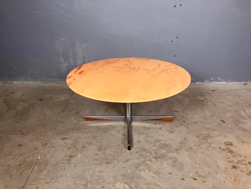 Vintage salontafel marmer chroom palissander Mid Century, Huis en Inrichting, Tafels | Salontafels, Gebruikt, Rond, Overige houtsoorten