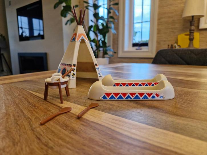 Playmobil Indianen wigwams kookpot en kano – 3252, Kinderen en Baby's, Speelgoed | Playmobil, Gebruikt, Ophalen of Verzenden